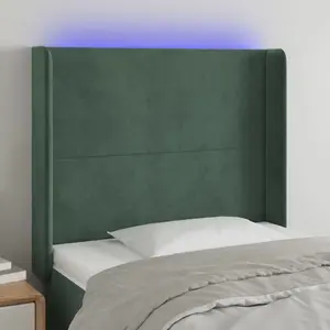 vidaXL Tête de lit à LED Vert foncé 93x16x118/128 cm Velours pas cher