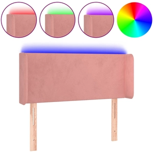 vidaXL Tête de lit à LED Rose 103x16x118/128 cm Velours pas cher