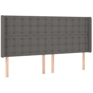 vidaXL Tête de lit à LED Gris 163x16x118/128 cm Similicuir pas cher