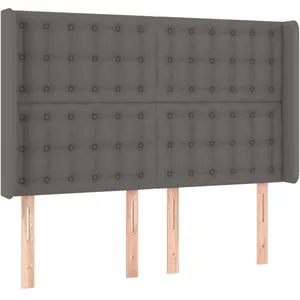 Comparateur de prix : vidaXL Tête de lit à LED Gris 147x16x118/128 cm Similicuir