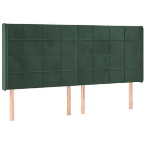 vidaXL Tête de lit à LED Vert foncé 203x16x118/128 cm Velours pas cher
