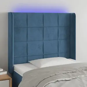 vidaXL Tête de lit à LED Bleu foncé 93x16x118/128 cm Velours pas cher