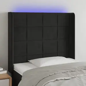 vidaXL Tête de lit à LED Noir 93x16x118/128 cm Velours pas cher
