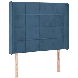 vidaXL Tête de lit à LED Bleu foncé 103x16x118/128 cm Velours pas cher