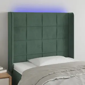 vidaXL Tête de lit à LED Vert foncé 83x16x118/128 cm Velours pas cher