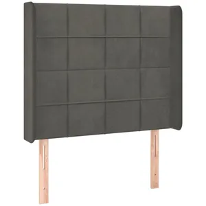 vidaXL Tête de lit à LED Gris foncé 93x16x118/128 cm Velours pas cher