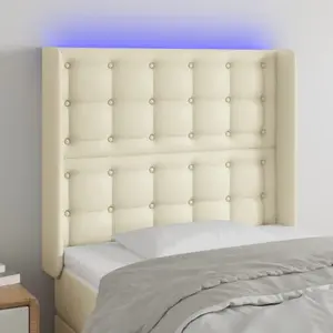 vidaXL Tête de lit à LED Crème 93x16x118/128 cm Similicuir pas cher