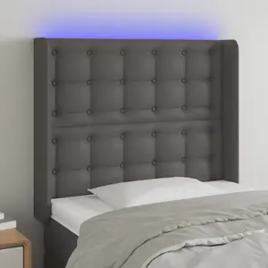 vidaXL Tête de lit à LED Gris 93x16x118/128 cm Similicuir pas cher