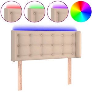 Comparateur de prix : vidaXL Tête de lit à LED Cappuccino 93x16x118/128 cm Similicuir