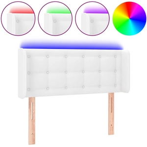 vidaXL Tête de lit à LED Blanc 103x16x118/128 cm Similicuir pas cher