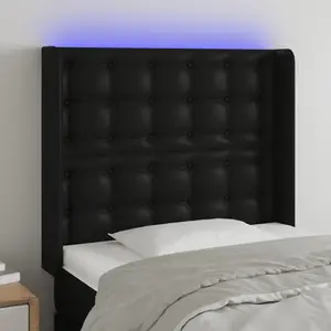 vidaXL Tête de lit à LED Noir 93x16x118/128 cm Similicuir pas cher