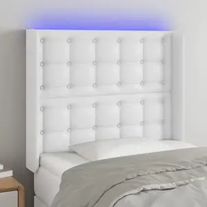 vidaXL Tête de lit à LED Blanc 93x16x118/128 cm Similicuir pas cher