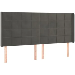 vidaXL Tête de lit à LED Gris foncé 163x16x118/128 cm Velours pas cher