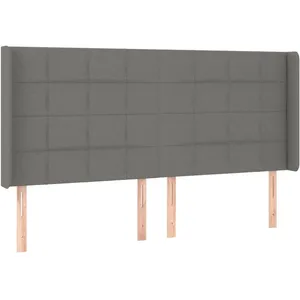 vidaXL Tête de lit à LED Gris foncé 203x16x118/128 cm Tissu pas cher