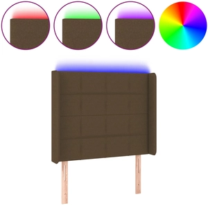 vidaXL Tête de lit à LED Marron foncé 203x16x118/128 cm Tissu pas cher