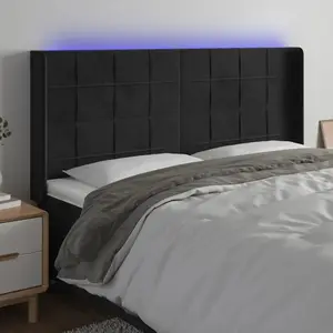 vidaXL Tête de lit à LED Noir 183x16x118/128 cm Velours pas cher