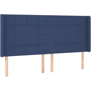 vidaXL Tête de lit à LED Bleu 163x16x118/128 cm Tissu pas cher