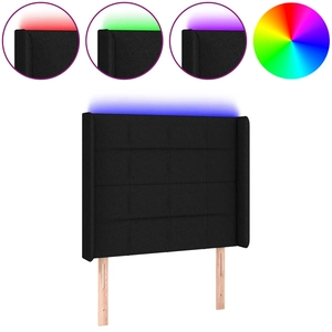 vidaXL Tête de lit à LED Noir 183x16x118/128 cm Tissu pas cher