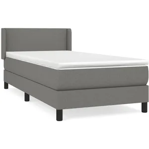 vidaXL Sommier à lattes de lit avec matelas Gris foncé 90x200 cm Tissu pas cher