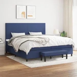 vidaXL Lit à sommier tapissier avec matelas Bleu 200x200 cm Tissu pas cher
