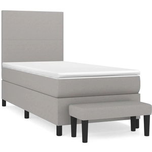 vidaXL Sommier à lattes de lit avec matelas Gris clair 140x200cm Tissu pas cher