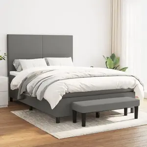 vidaXL Sommier à lattes de lit avec matelas Gris foncé 140x200cm Tissu pas cher