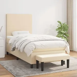 vidaXL Sommier à lattes de lit avec matelas Crème 80x200 cm Tissu pas cher