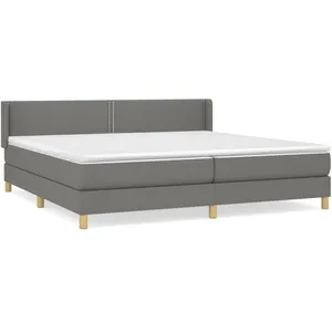 vidaXL Sommier à lattes de lit avec matelas Gris foncé 200x200cm Tissu pas cher