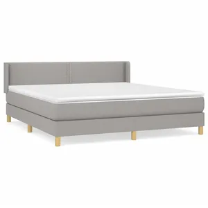 vidaXL Sommier à lattes de lit avec matelas Gris clair 180x200cm Tissu pas cher