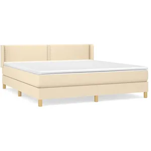 vidaXL Sommier à lattes de lit avec matelas Crème 180x200 cm Tissu pas cher