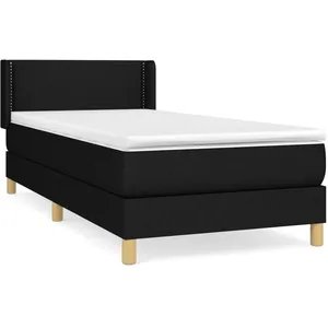 vidaXL Sommier à lattes de lit avec matelas Noir 90x200 cm Tissu pas cher