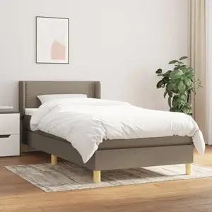 vidaXL Vidaxl Lit À Sommier Tapissier Avec Matelas Taupe 90x190 Cm Tissu pas cher