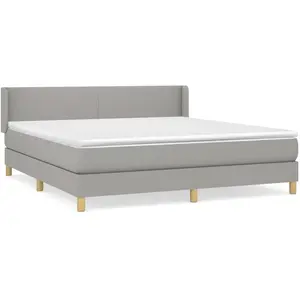 vidaXL Sommier à lattes de lit avec matelas Gris clair 180x200cm Tissu pas cher