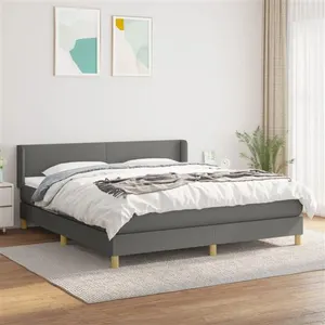 vidaXL Sommier à lattes de lit avec matelas Gris foncé 180x200cm Tissu pas cher