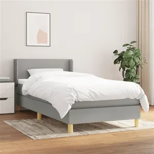 vidaXL Sommier à lattes de lit avec matelas Gris clair 100x200cm Tissu pas cher
