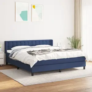 vidaXL Sommier à lattes de lit avec matelas Bleu 160x200 cm Tissu pas cher