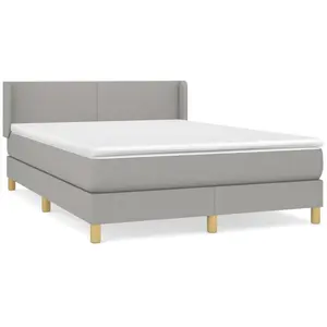 vidaXL Sommier à lattes de lit avec matelas Gris clair 140x190cm Tissu pas cher