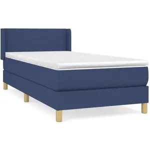 vidaXL Sommier à lattes de lit avec matelas Bleu 80x200 cm Tissu pas cher