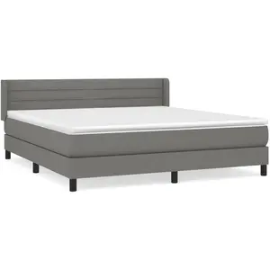 vidaXL Sommier à lattes de lit avec matelas Gris foncé 160x200cm Tissu pas cher