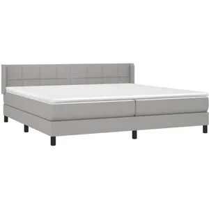 vidaXL Sommier à lattes de lit avec matelas Gris clair 200x200cm Tissu pas cher