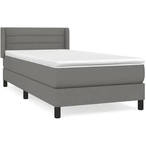 vidaXL Sommier à lattes de lit avec matelas Gris foncé 80x200 cm Tissu pas cher
