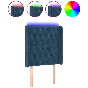 vidaXL Tête de lit à LED Bleu foncé 83x16x118/128 cm Velours pas cher