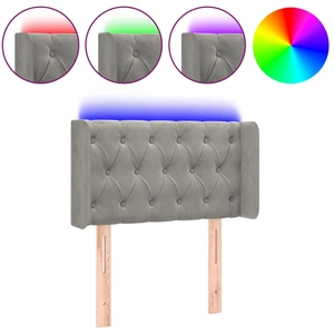 vidaXL Tête de lit à LED Gris clair 93x16x118/128 cm Velours pas cher