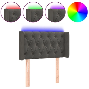 vidaXL Tête de lit à LED Gris foncé 93x16x118/128 cm Velours pas cher
