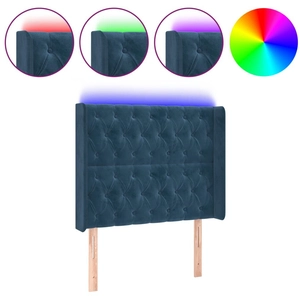 vidaXL Tête de lit à LED Bleu foncé 93x16x118/128 cm Velours pas cher
