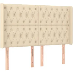 vidaXL Tête de lit à LED Crème 147x16x118/128 cm Tissu pas cher