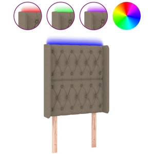 vidaXL Tête de lit à LED Taupe 163x16x118/128 cm Tissu pas cher