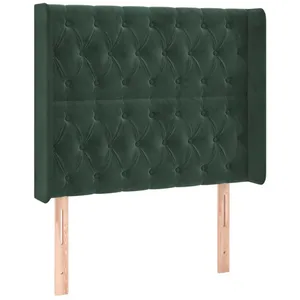 vidaXL Tête de lit à LED Vert foncé 103x16x118/128 cm Velours pas cher