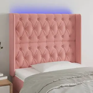vidaXL Tête de lit à LED Rose 103x16x118/128 cm Velours pas cher