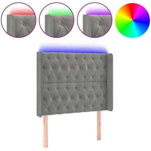 vidaXL Tête de lit à LED Gris clair 103x16x118/128 cm Velours pas cher